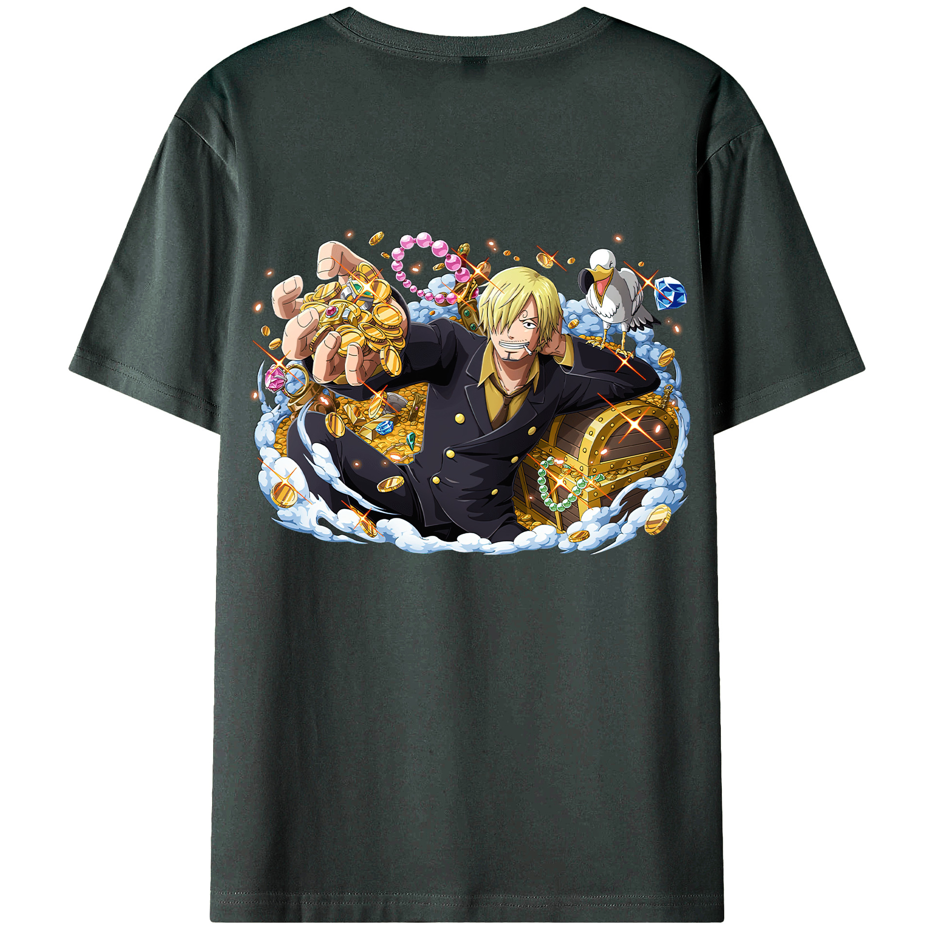 （画像用） ワンピース サンジ ONE PIECE Sanji 綿100％ メンズ半袖Tシャツ（バックプリント） 通気性
